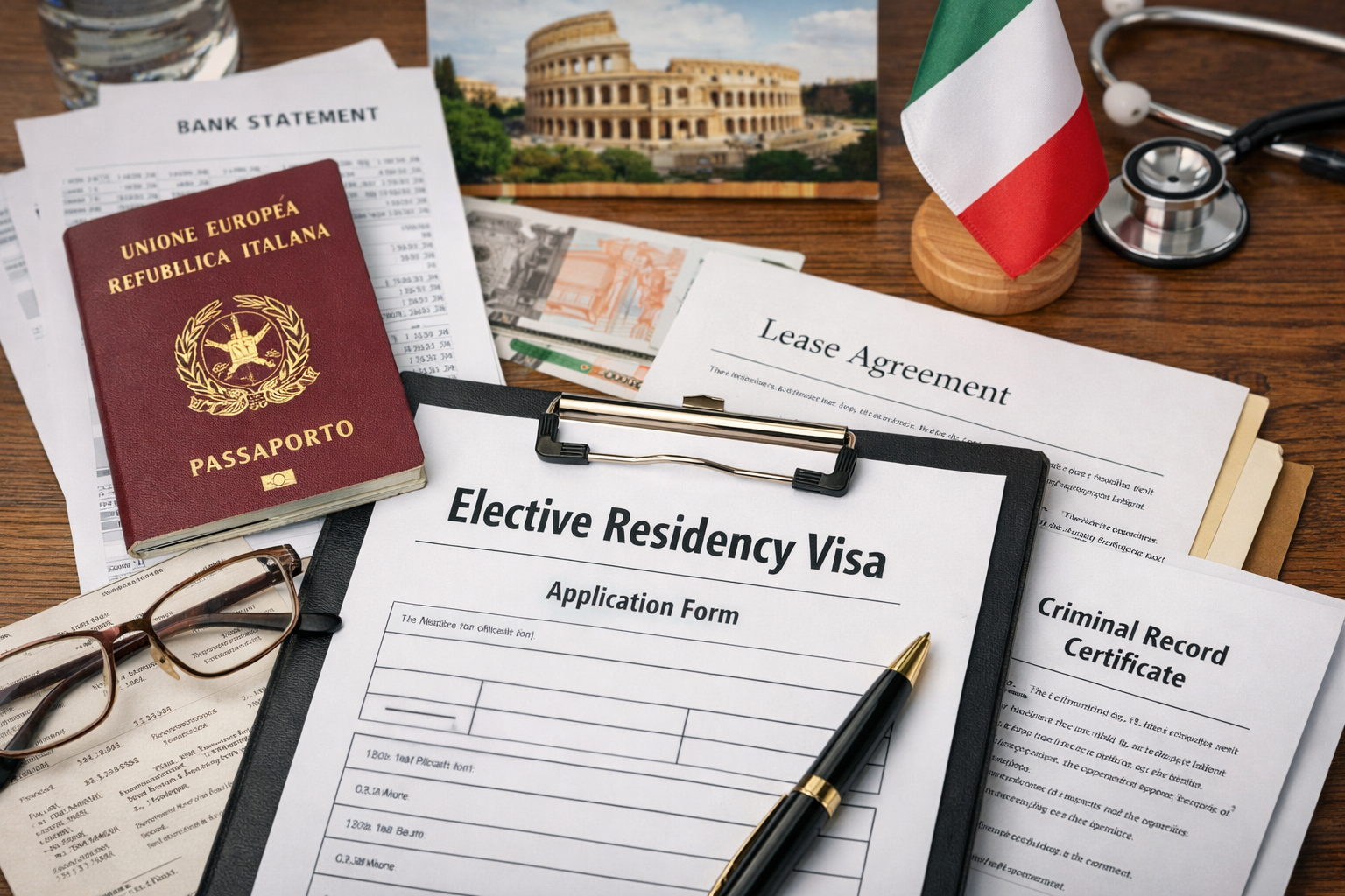 documents required elective residency visa Italy
